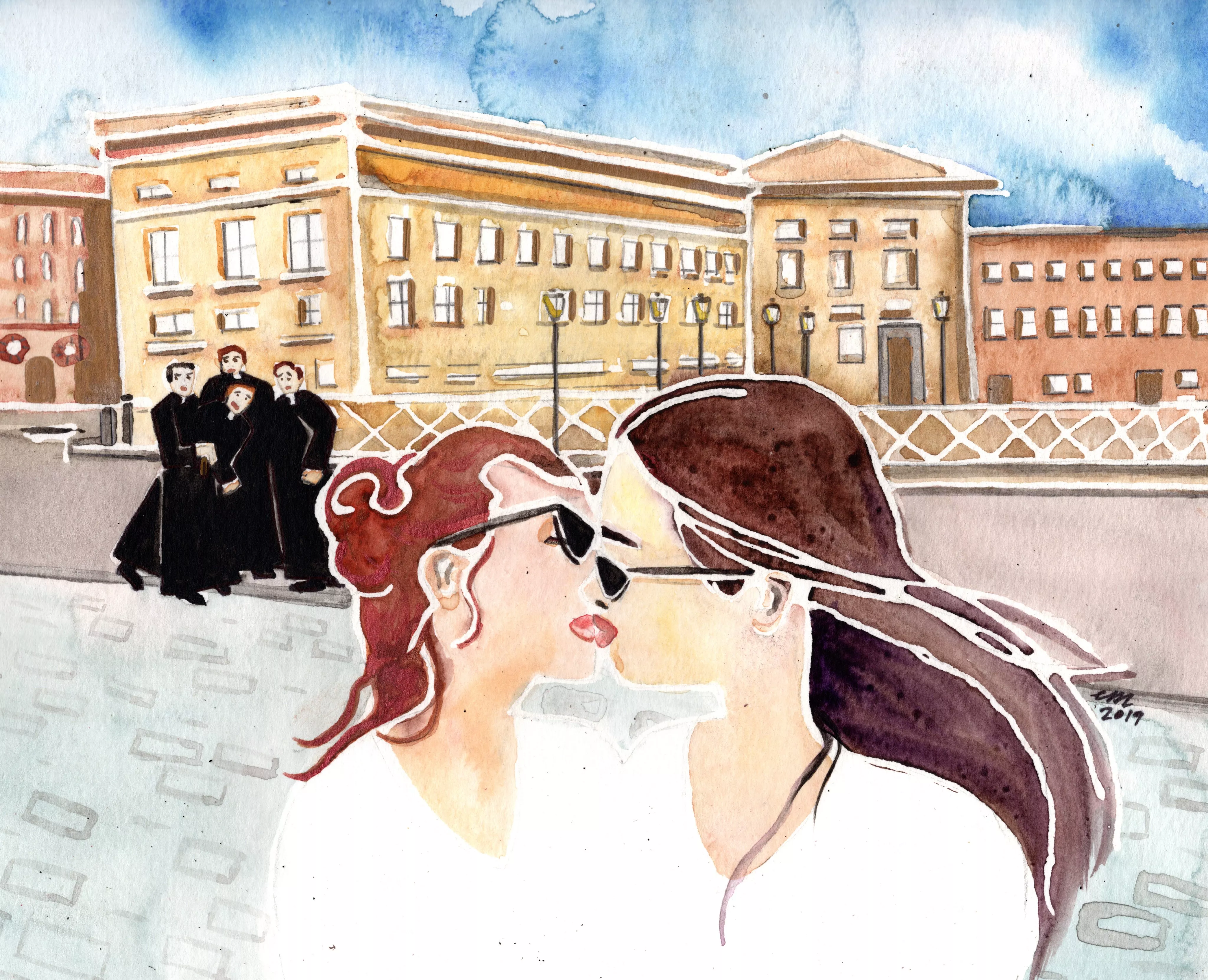 @Femmetomorrow on twitter made a painting of me kissing Mistress Iris in rome! hehehe @Femmetomorrow on twitter made a painting of me kissing Mistress Iris in rome! hehehe