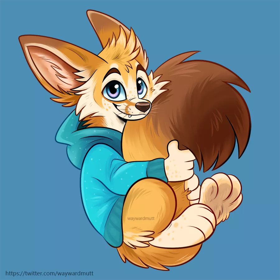 Fennec Fox in a hoodie 😊(Art by me ~ @Waywardmutt on Twitter)