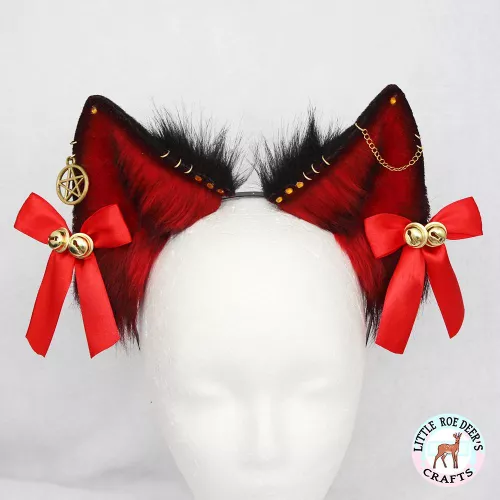 Finished custom ears UwU I love black & red combination (ears by me)