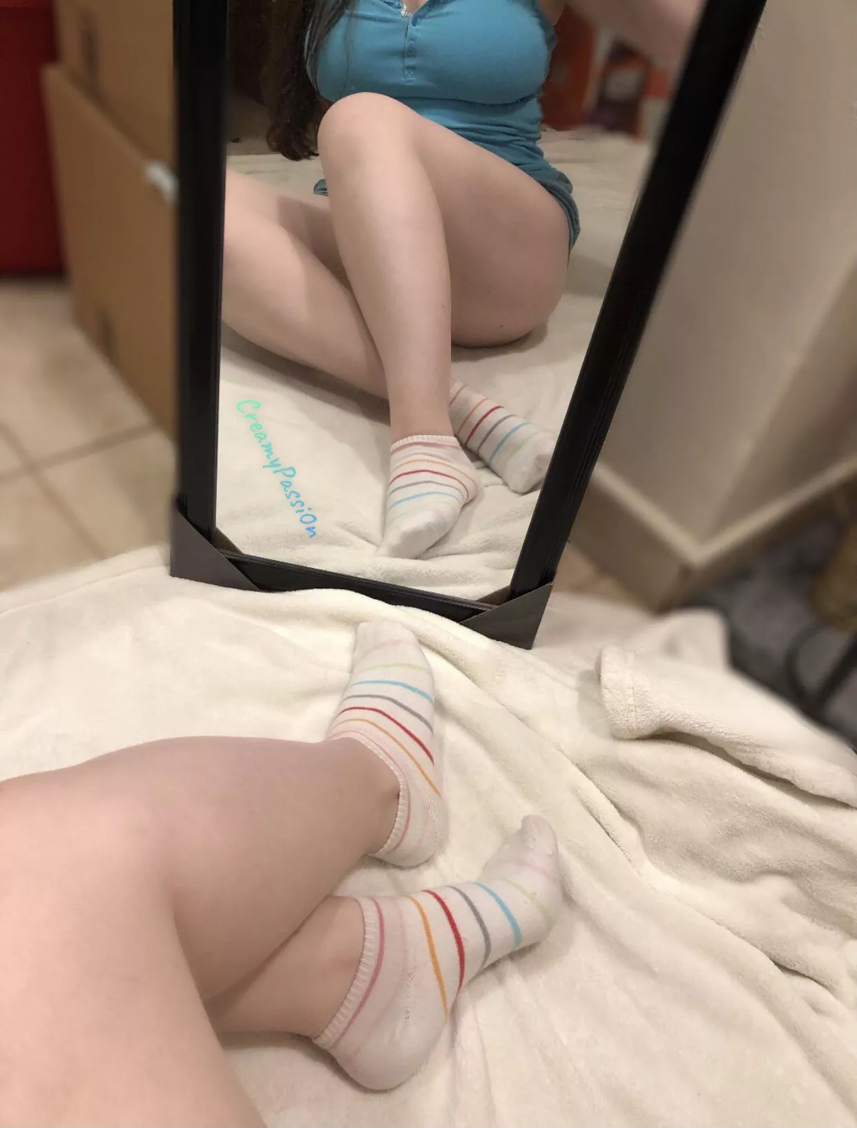 First post here. Do You like me in my striped socks?