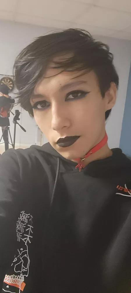 First time doing goth makeup, trying to get into the mood for Halloween! First time doing goth makeup, trying to get into the mood for Halloween!