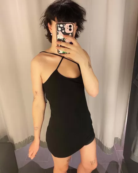 first time trying on feminine clothes in public, i was really anxious but i found this dress that fits me really well!! โค๏ธ first time trying on feminine clothes in public, i was really anxious but i found this dress that fits me really well!! โค๏ธ