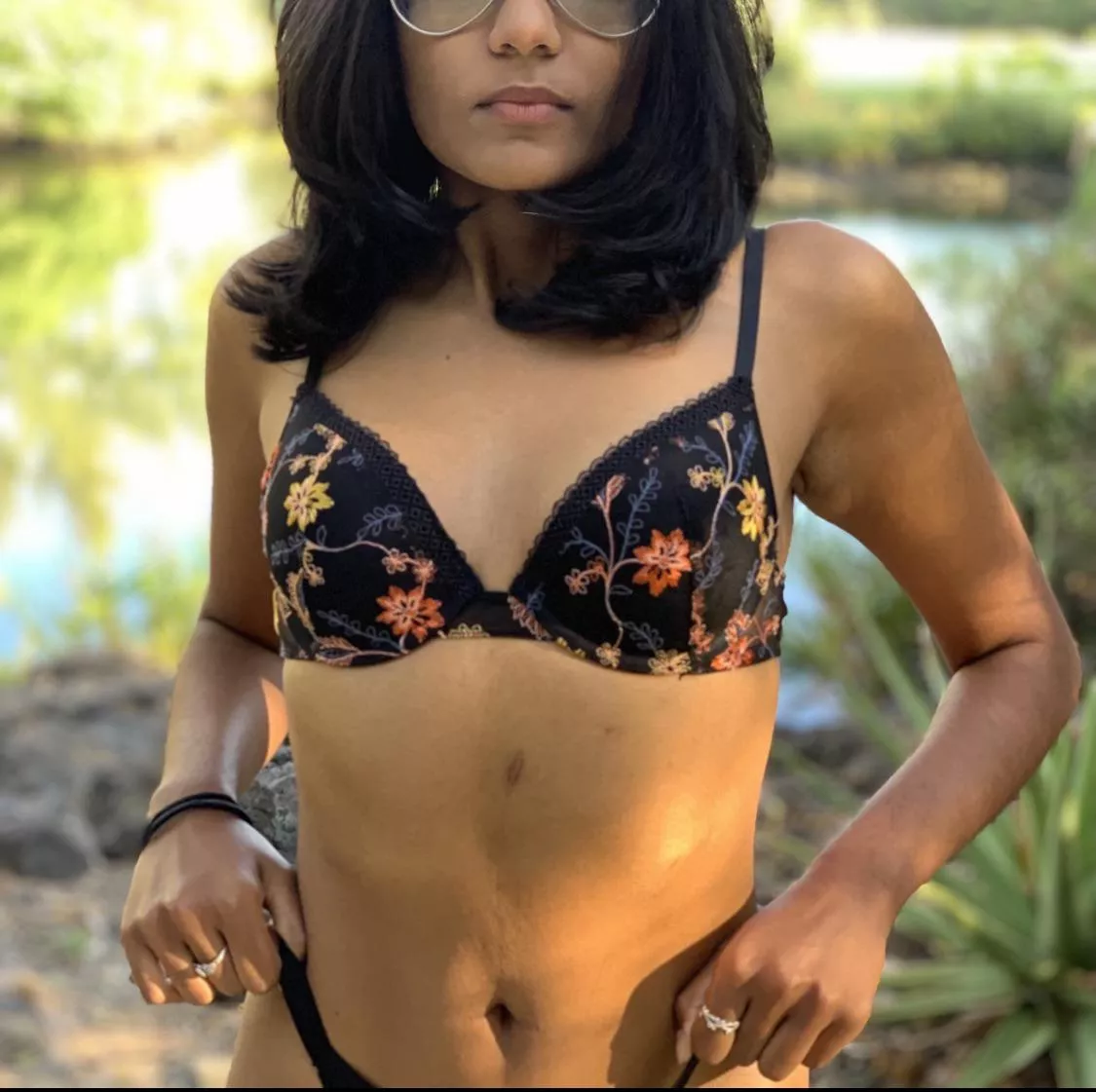 Floral lingerie and picturesque landscape Floral lingerie and picturesque landscape