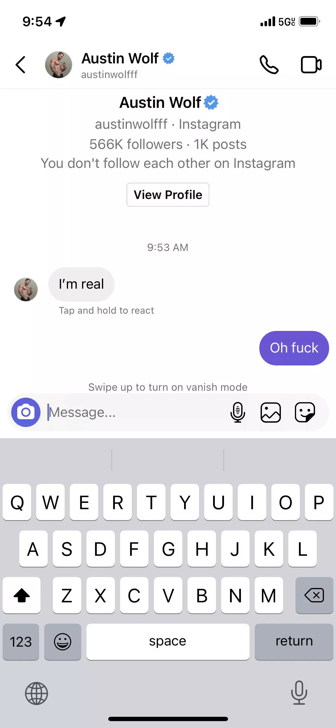 Found Austin Wolf on Grindr and verified through Instagram.