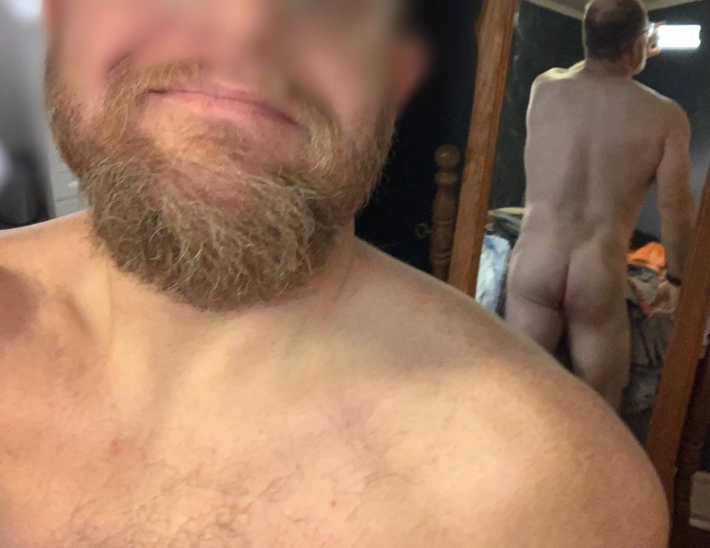 Freckles shoulder, red beard, ass