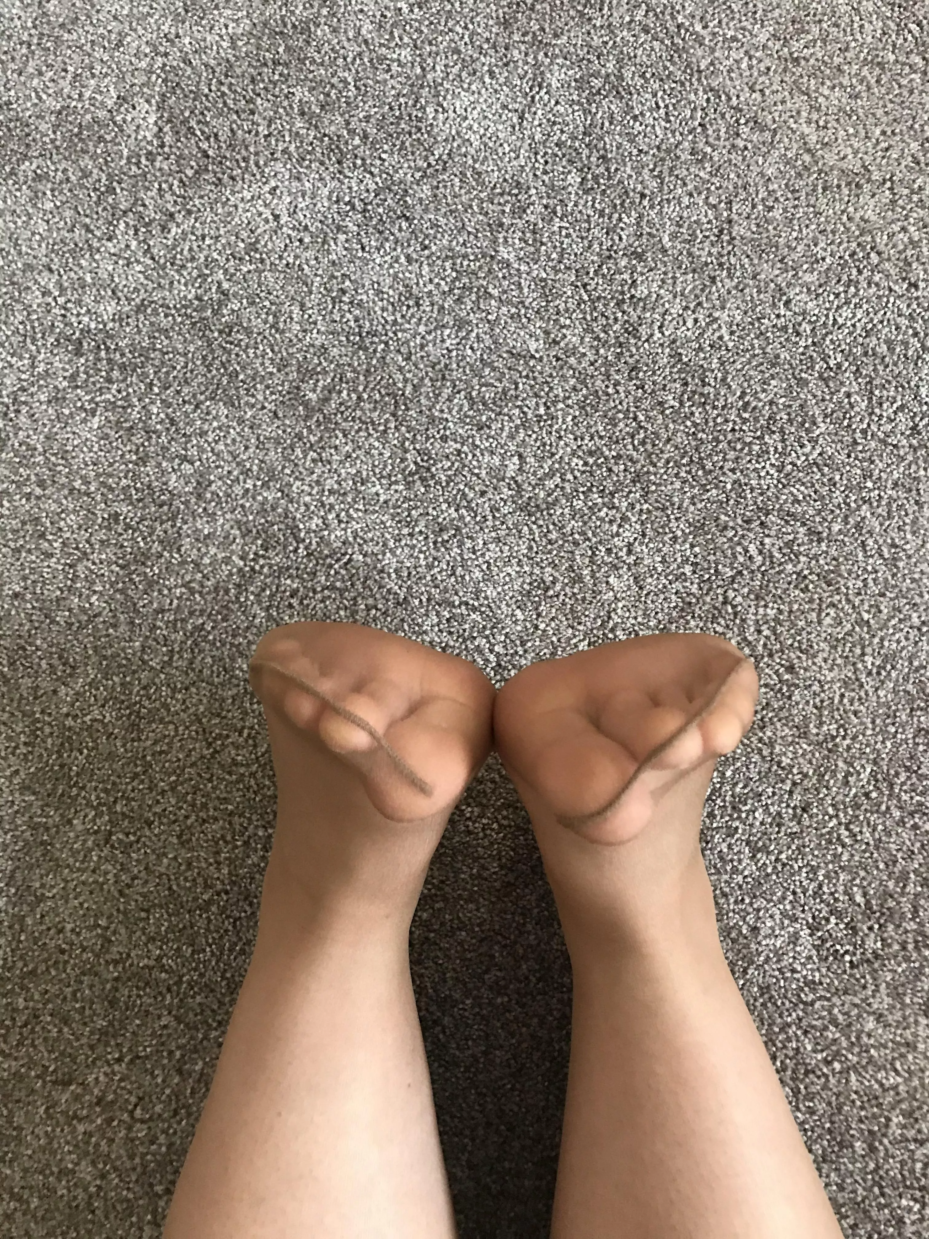 Fresh nylons on my feet, let's see how long they last ;) (Kik: roxannexoken)