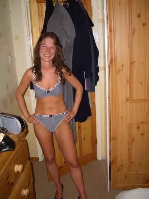 [f]riend’s wife in matching bra and panties. What do you think of her? Rate 1-10