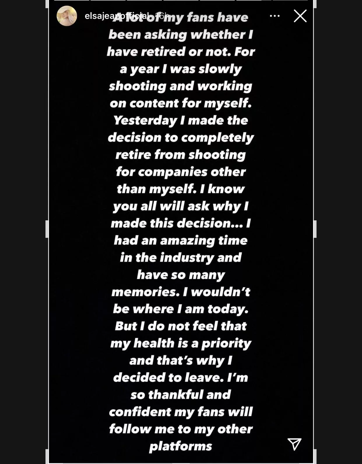 From Elsa’s Insta: