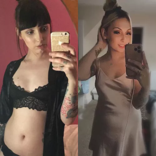 From emo sawgirl to happy bimbo. (3 years apart). Next up: Bigger Lips, Bigger Tits and more weight loss.
