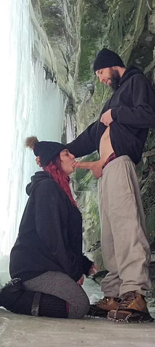 Frozen waterfall while hiking , had to throat fuck her behind it ๐๐ฆ Frozen waterfall while hiking , had to throat fuck her behind it ๐๐ฆ