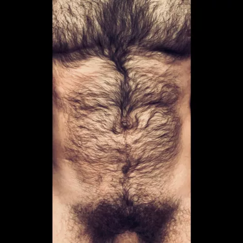 Full bush & a big ol' dick.