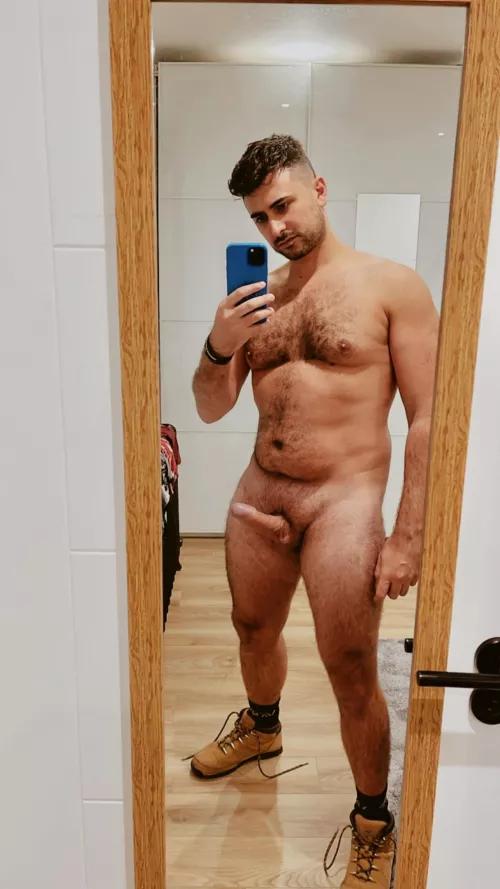 Furry, with a bit of belly and a hard cock, what do you need more