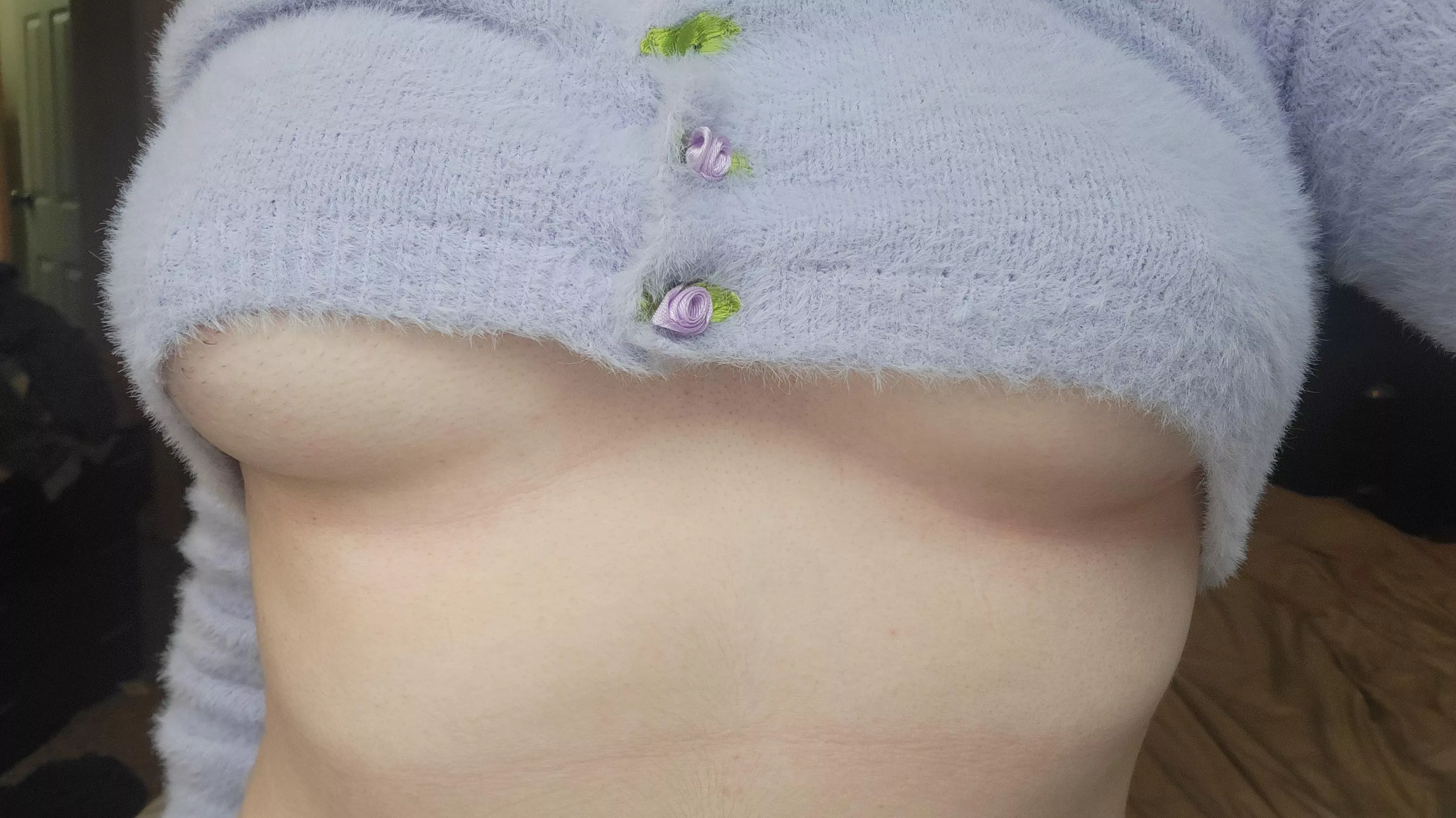 fuzzy sweater underboob?