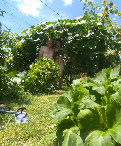 Gardening in the buff... Grab a hoe and jump in! Gardening in the buff... Grab a hoe and jump in!