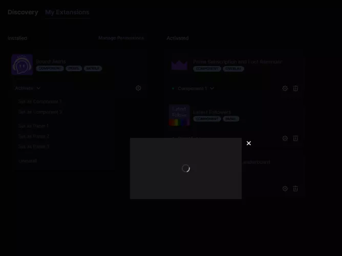 Get stuck on this loading screen when I try and set Sound Alerts as a component. Any idea why this might be?