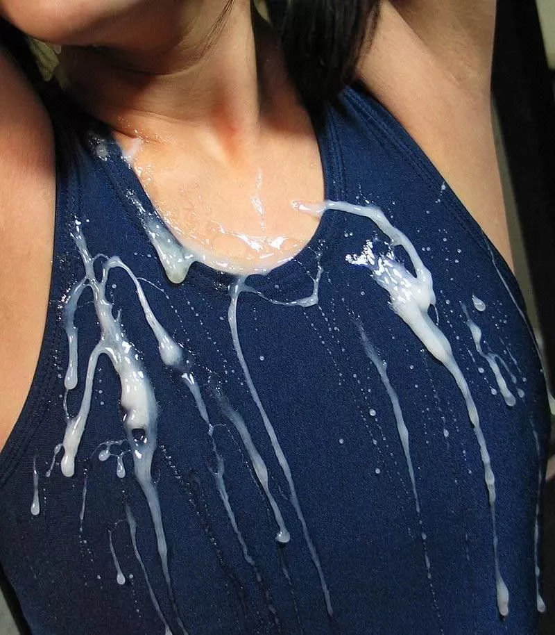Giant Bukkake dripping down swimsuit Giant Bukkake dripping down swimsuit
