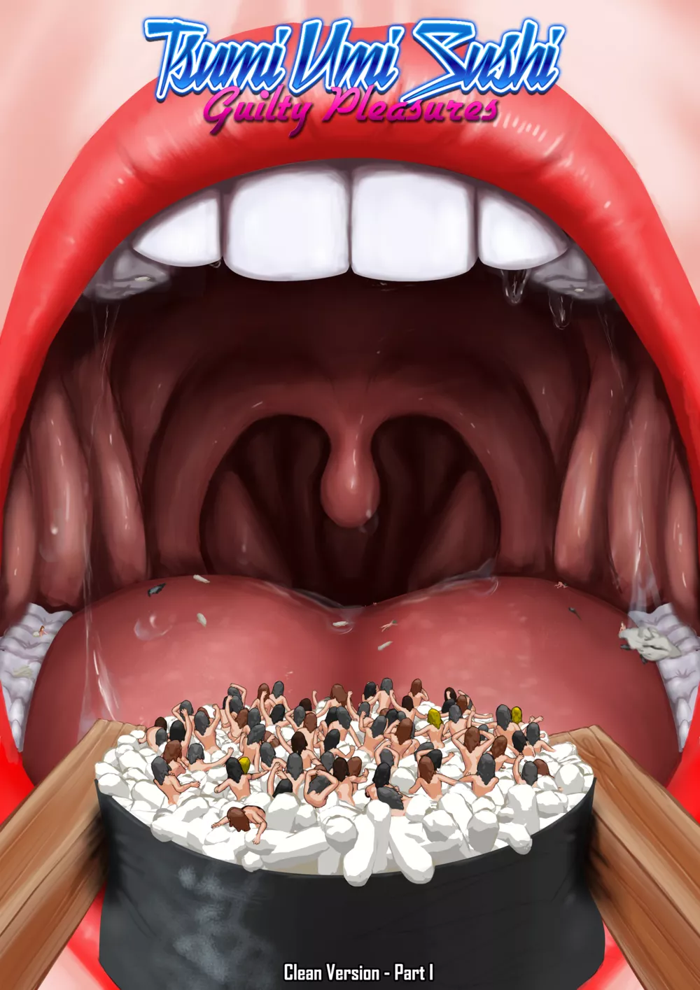 Giantess Vore with tinies near her mouth on a rice cake that she is about to eat Giantess Vore with tinies near her mouth on a rice cake that she is about to eat