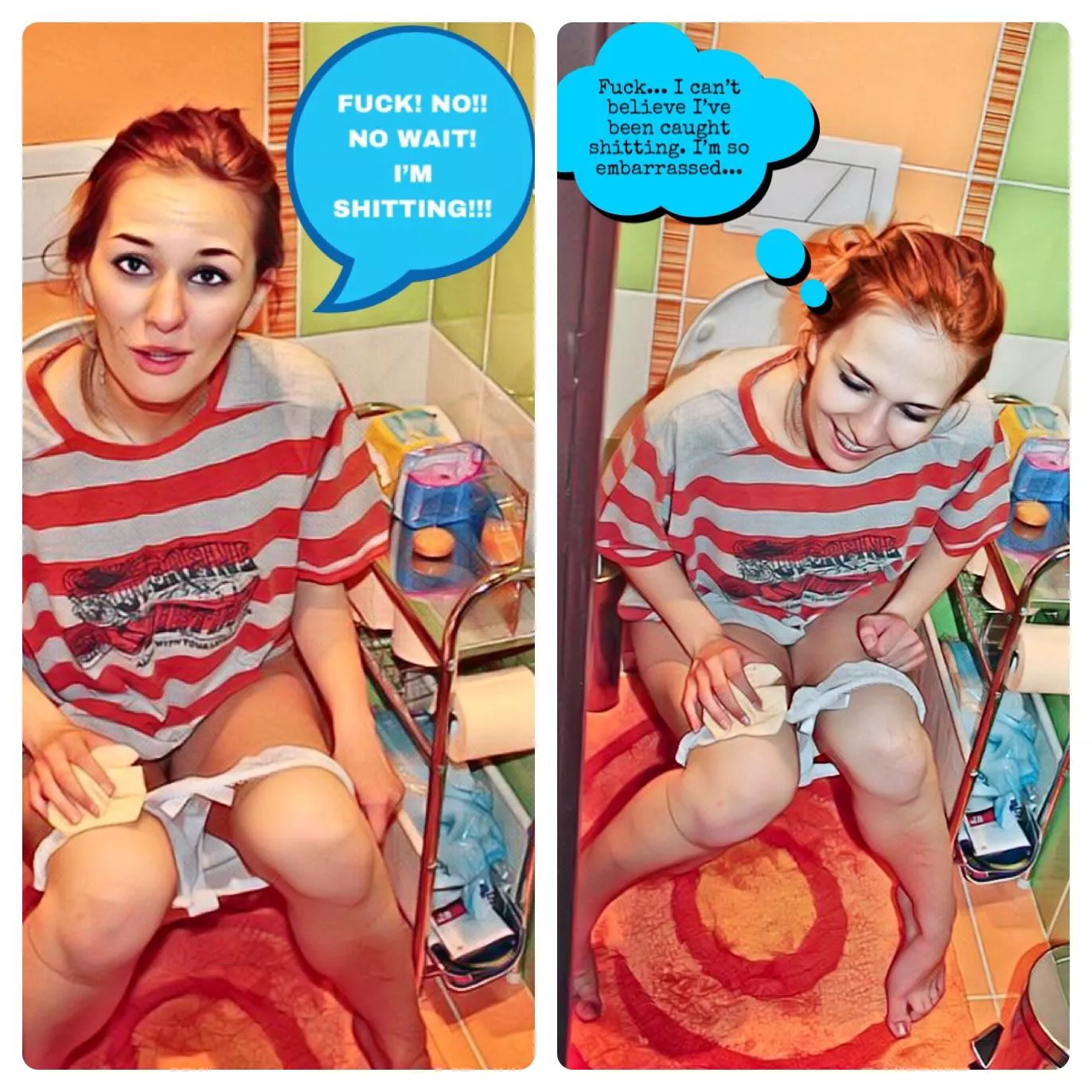 Girl caught pooping on the toilet Girl caught pooping on the toilet