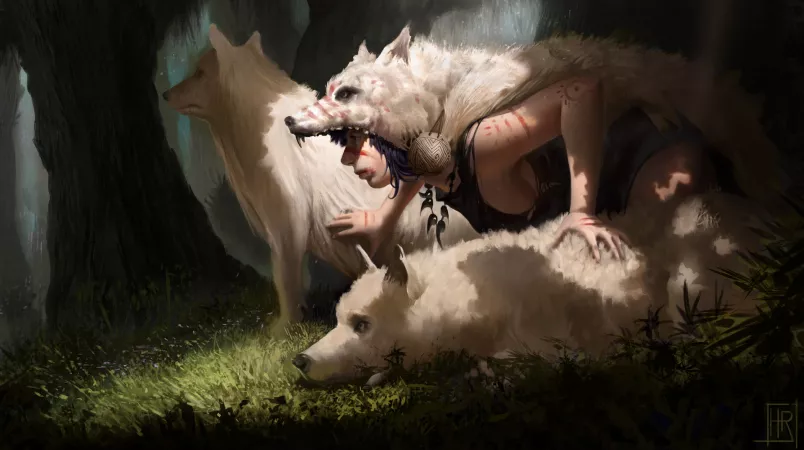 Girl with Wolves, by Hugo Richard Girl with Wolves, by Hugo Richard