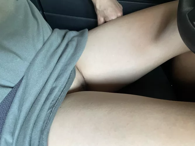 Giving him a little peak in the car. ;)