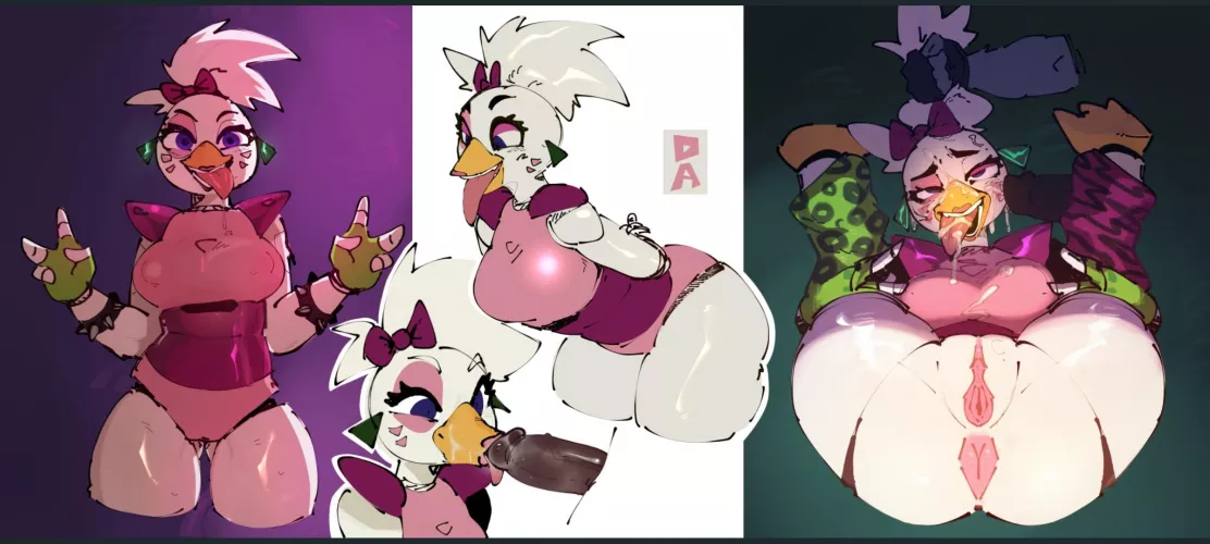 Glamrock chica has a special present for the birthday boy [mf] (momoiroluv)