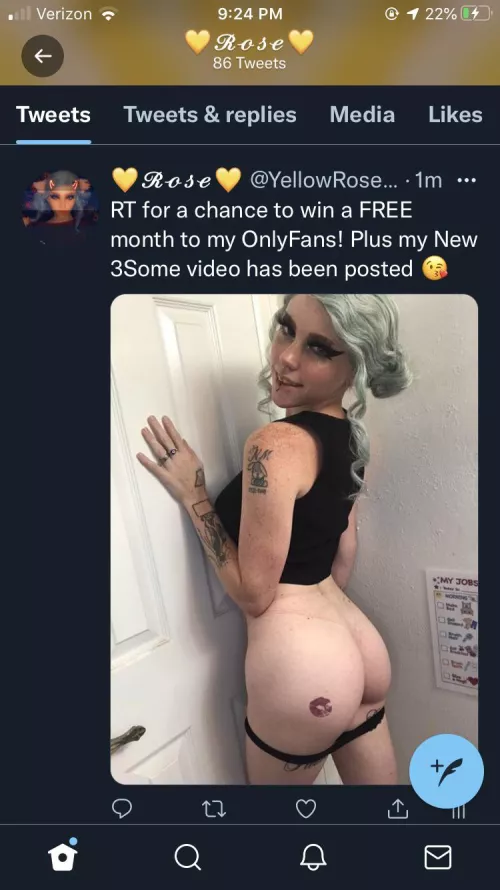 Go to my Twitter and RT for a chance to win a FREE month! @yellowrose2121