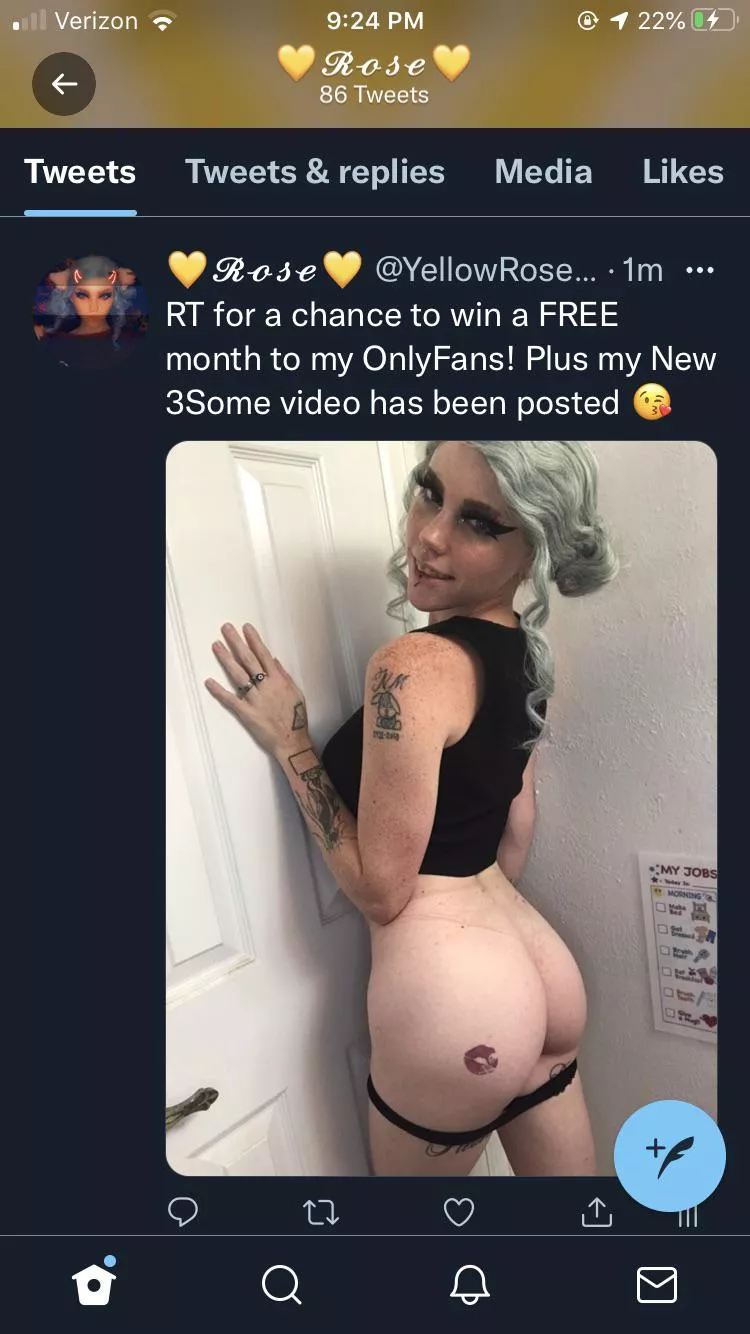 Go to my Twitter and RT for a chance to win a FREE month! @yellowrose2121