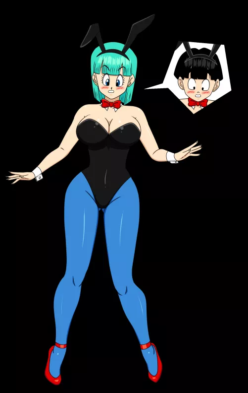Gohan in Bulma's Body Wearing The Bunny Suit(Artist-Ginyu1992)