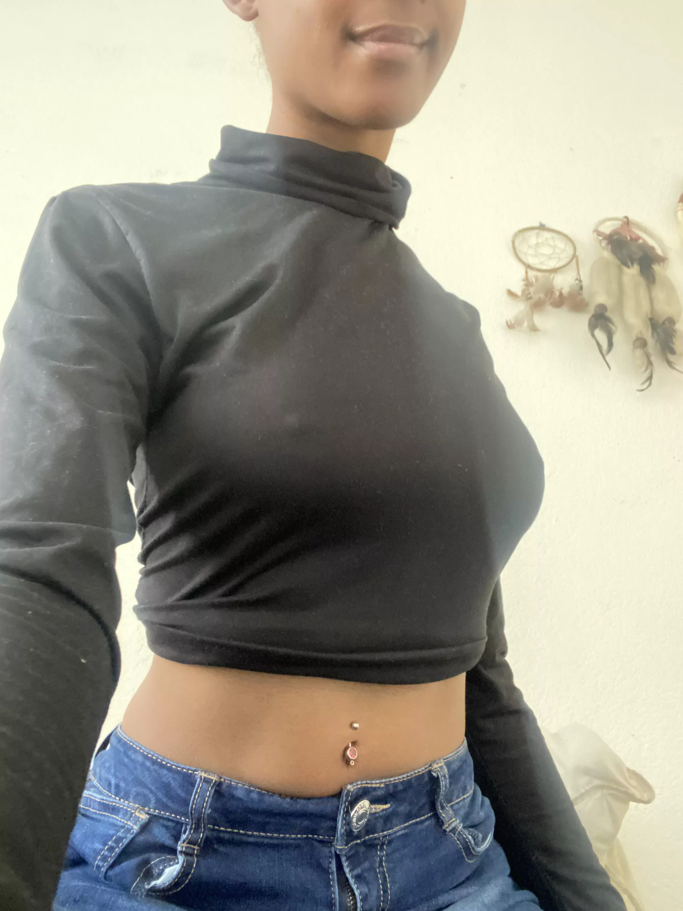 Good afternoon ❤️ went to work braless today