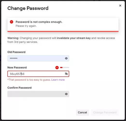 Good to know Twitch has the most uptight password system ever