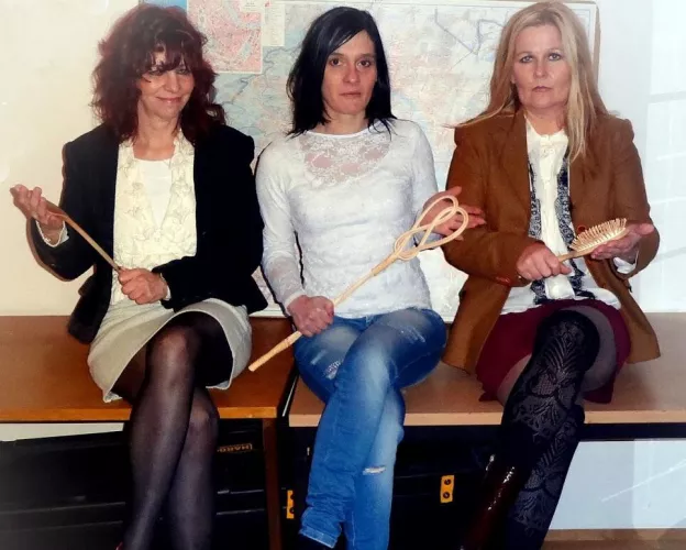 Good you have selected an implement, that is why the other two will use on you after dinner.