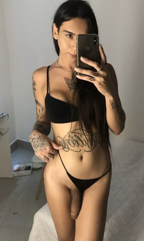 Gorgeous Tgirl with tattoos and perfect cock