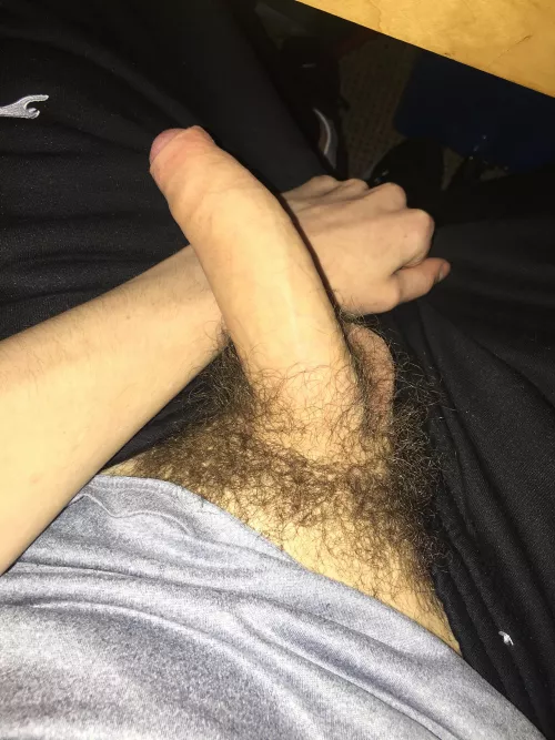 Got a little horny before going to the gym, not sure if I can asked to take care of this half hard thing now