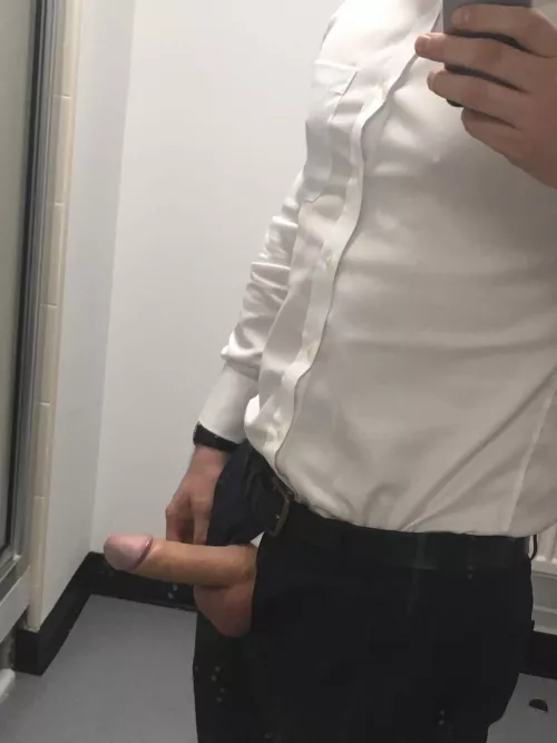 Got hard at work, waiting for a hot colleague to catch me