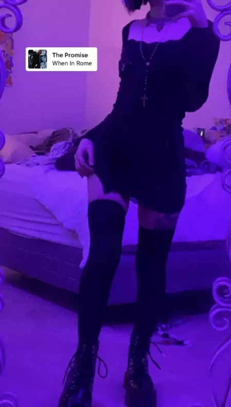 Goth in thigh highs Goth in thigh highs