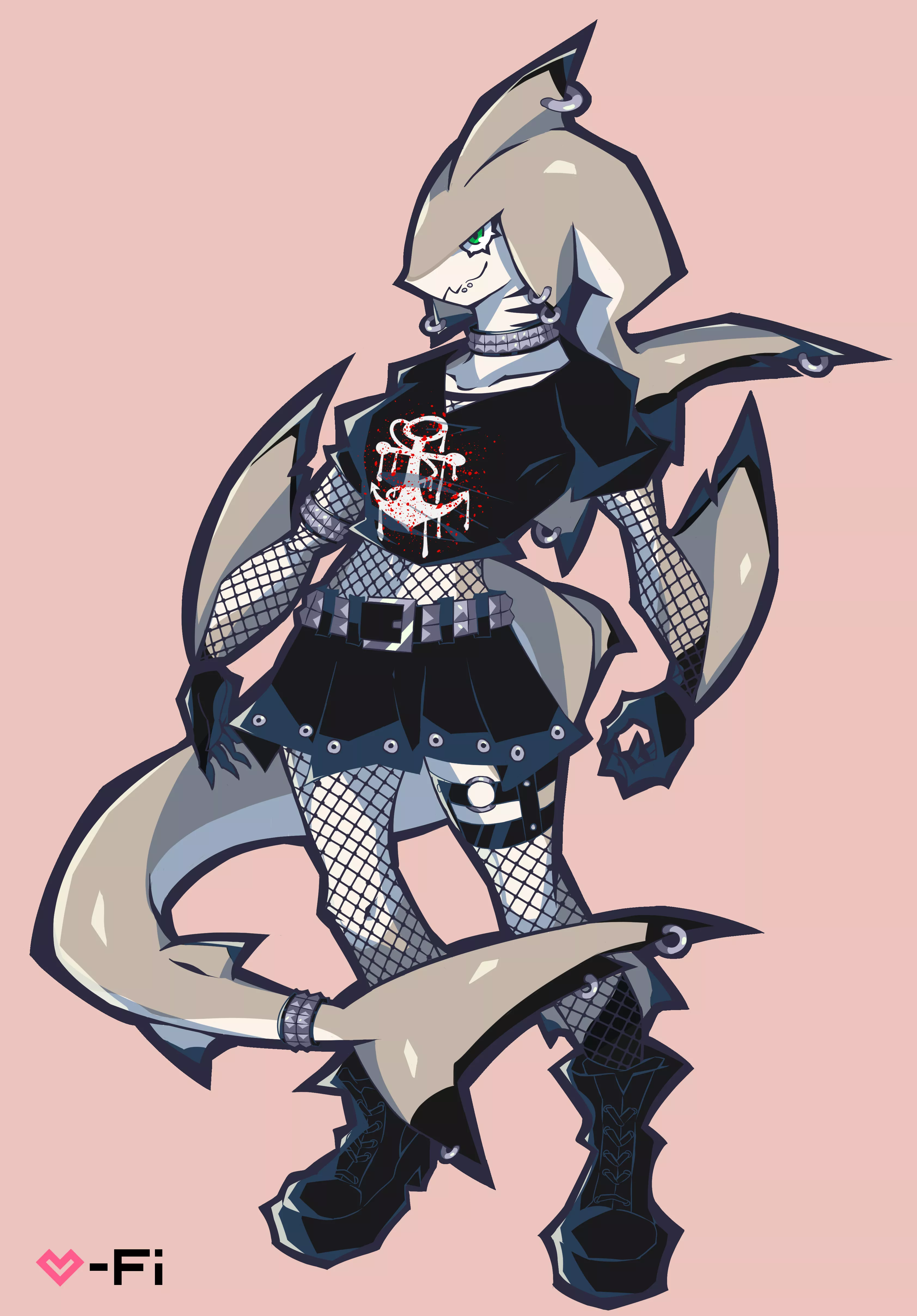 🦈🖤Goth Sharggy!🖤🦈 Character is my OC Rez and art was done by me!