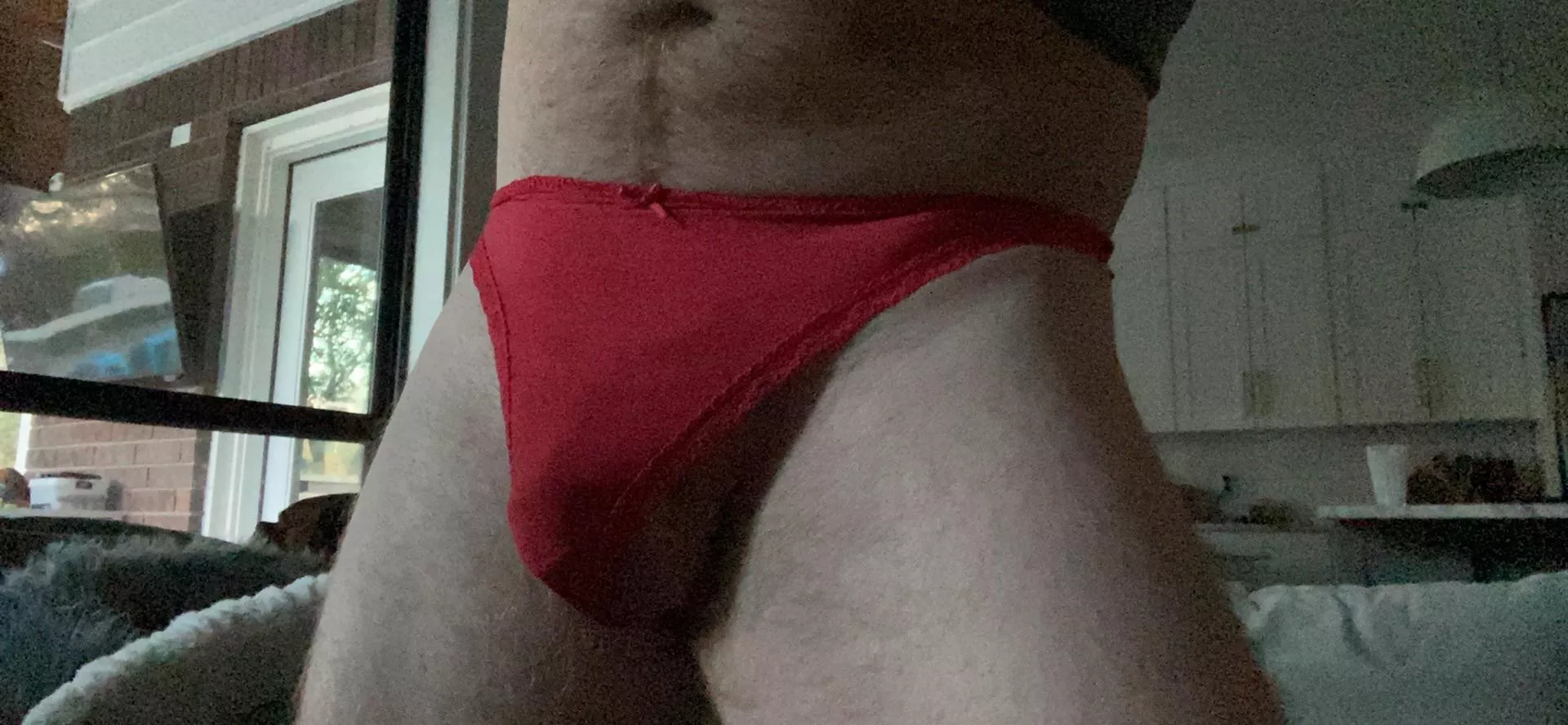 Grabbed pair of wife’s dirty panties and sucked before putting on