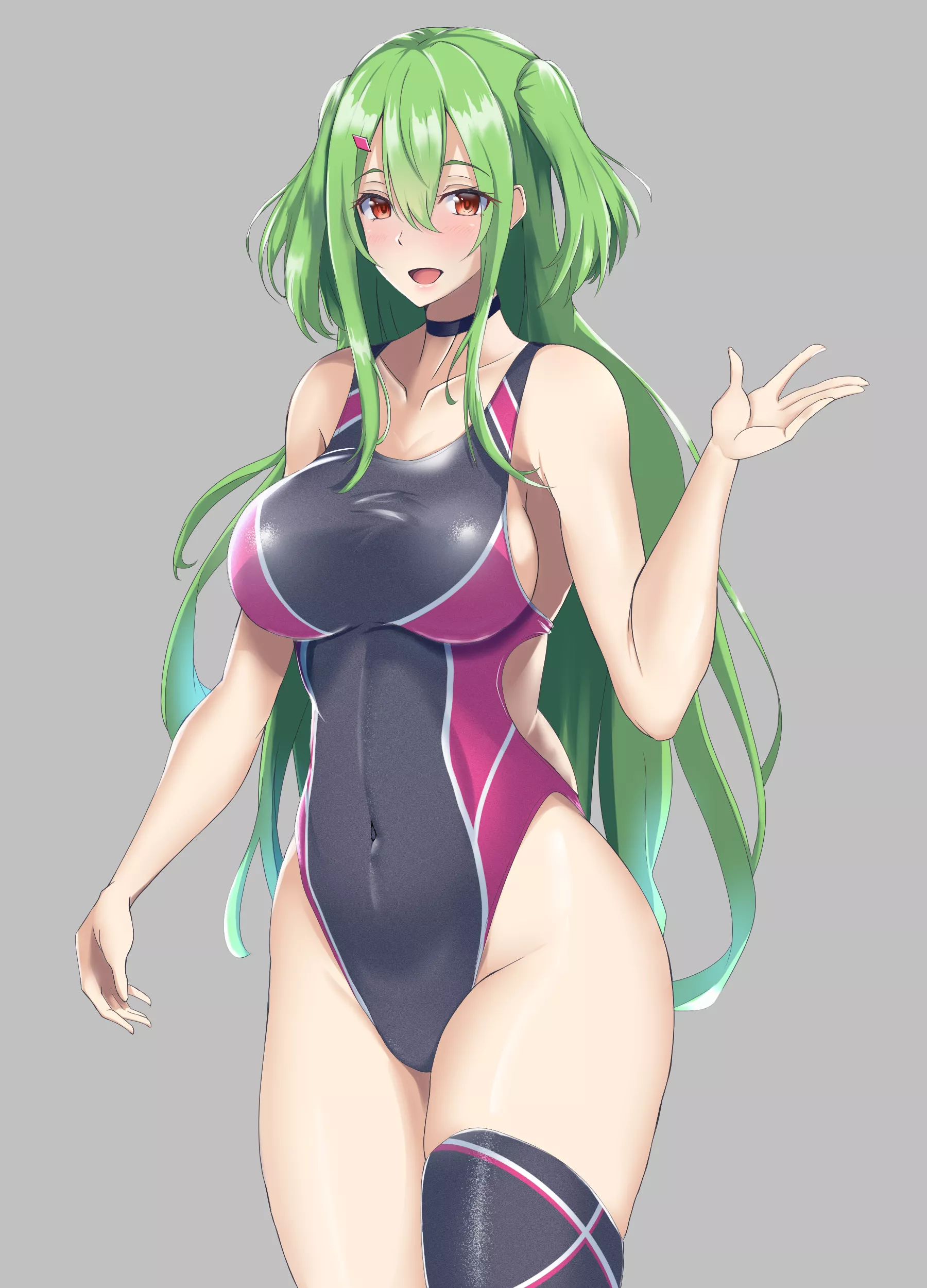 Green Haired Girl Competition Swimsuit (Core1013) [Original]
