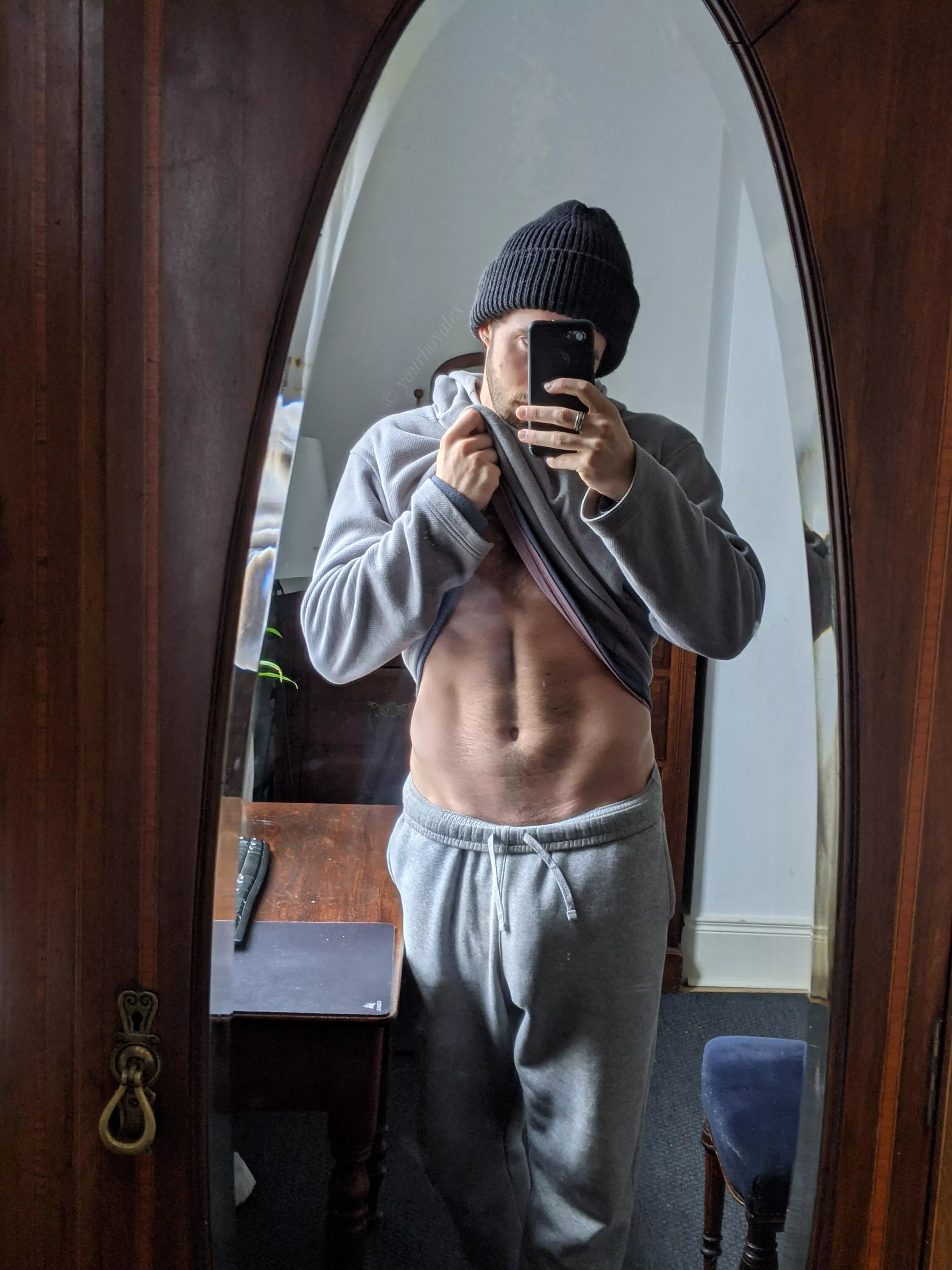 grey sweats are a thirst trap
