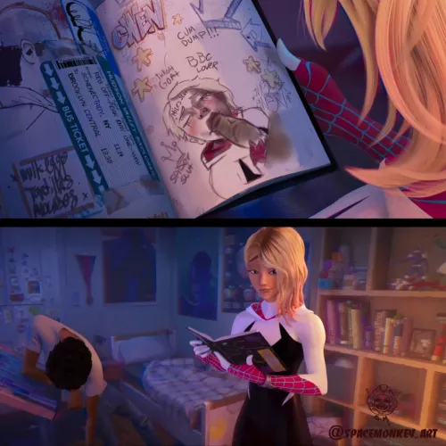 Gwen liked Mile’s art (Spacemonkey_art) [spider-man into the spiderverse]