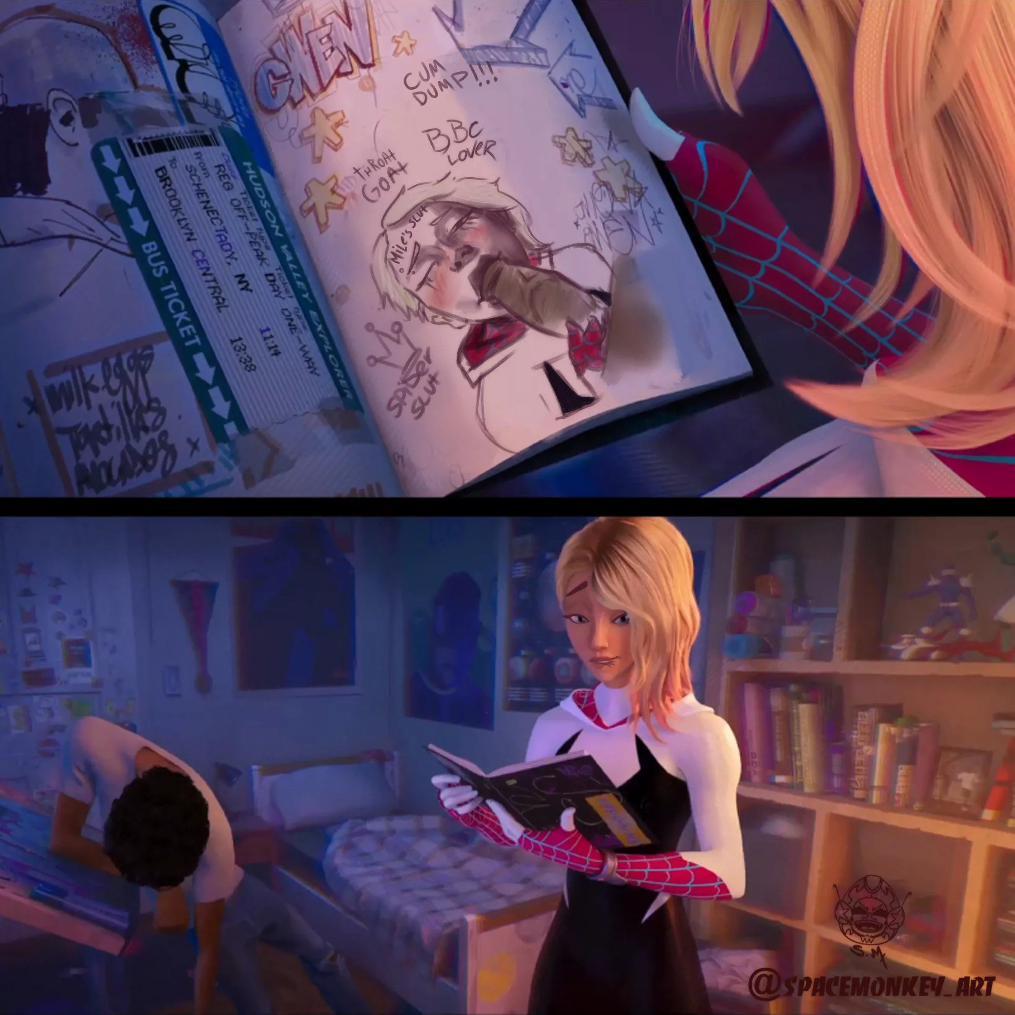 Gwen liked Mile’s art (Spacemonkey_art) [spider-man into the spiderverse]