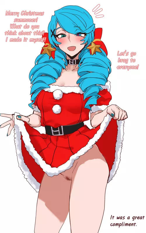 Gwen wears santa’s cloth (lazy hudak)
