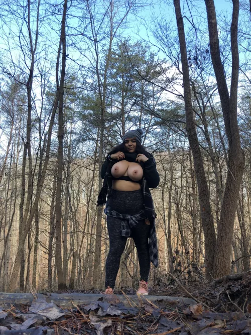 Had to pull my huge tits out on my hike for titty Tuesday π