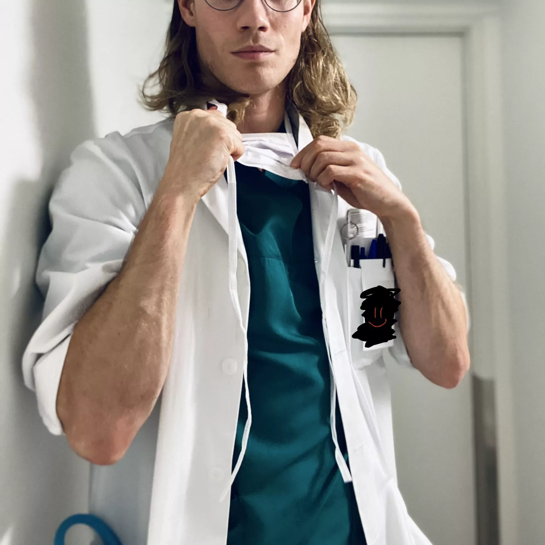 Hair tied and mask on, I doubt you'd recognize me...