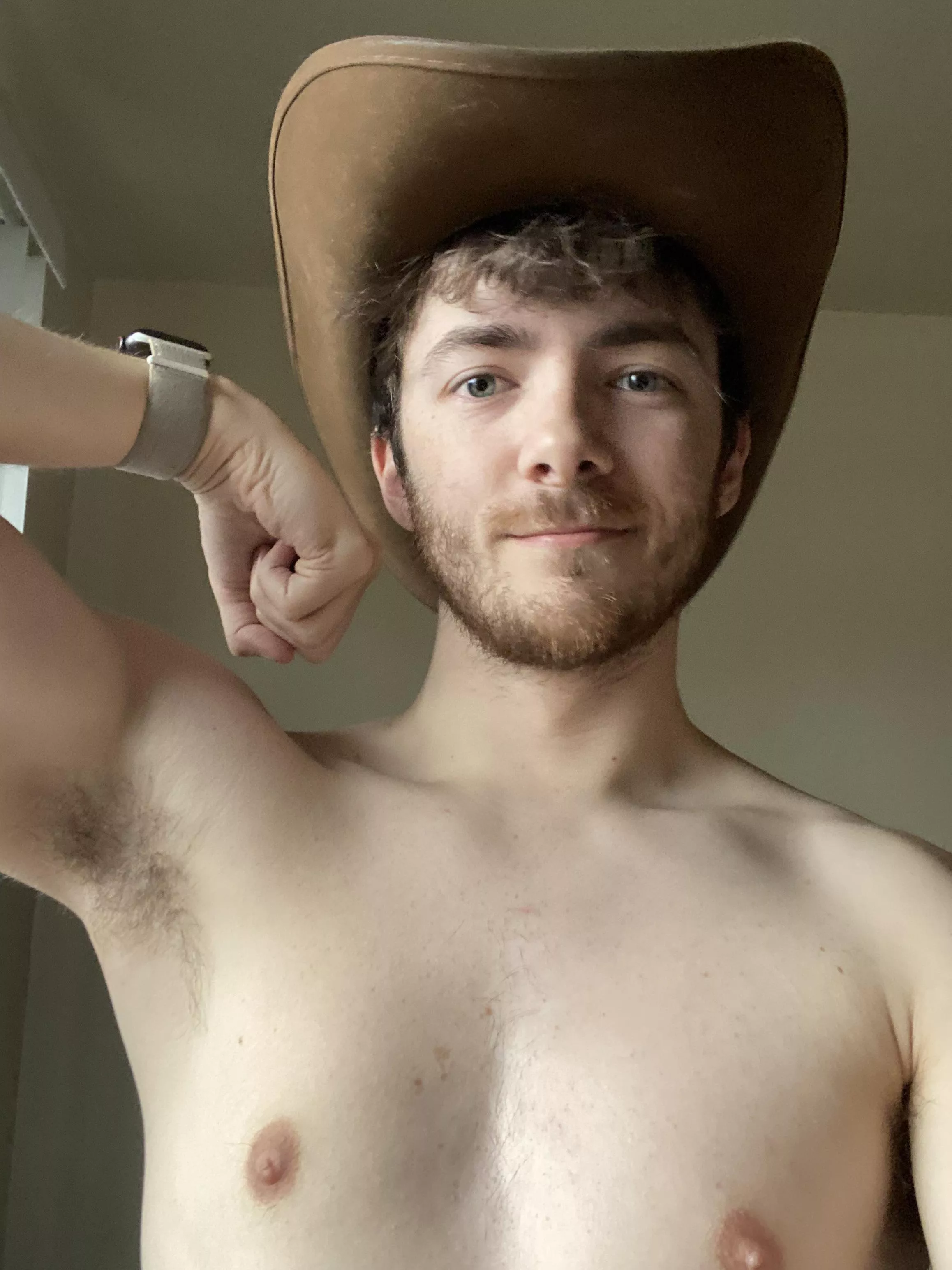 hairy face, hairy pits, smooth chest?