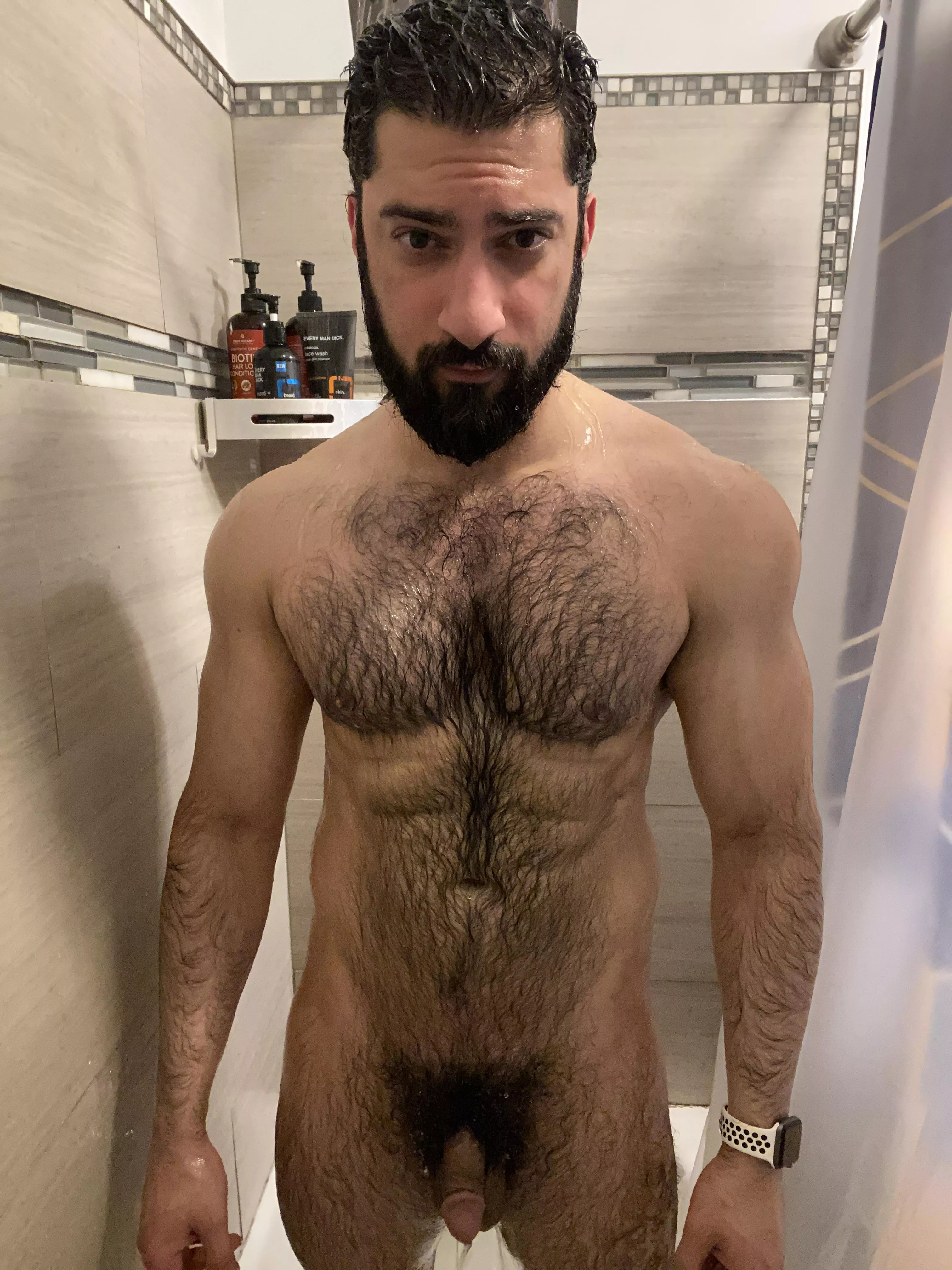 Hairy muscle in the shower Hairy muscle in the shower
