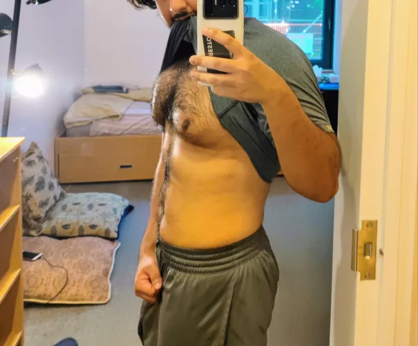 Hairy, sweaty chest