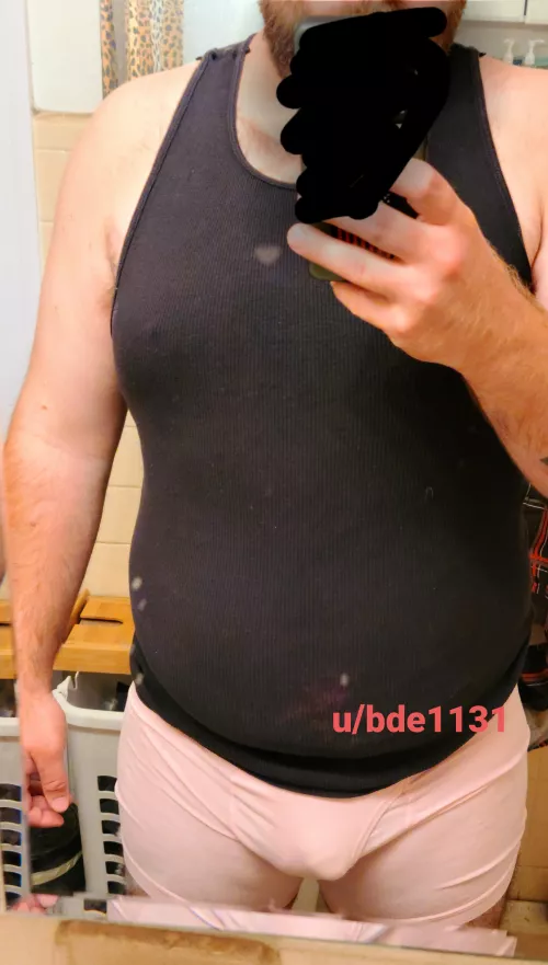 Happy Thursday! Love lounging in a tank and briefs on a chilly rainy day! Who wants to watch some Harry potter?