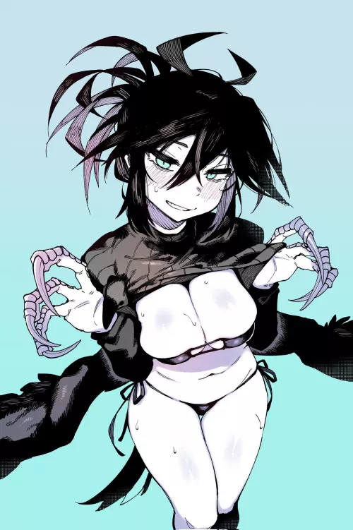 Harpy showing herself off by @Karasu_Chan1204