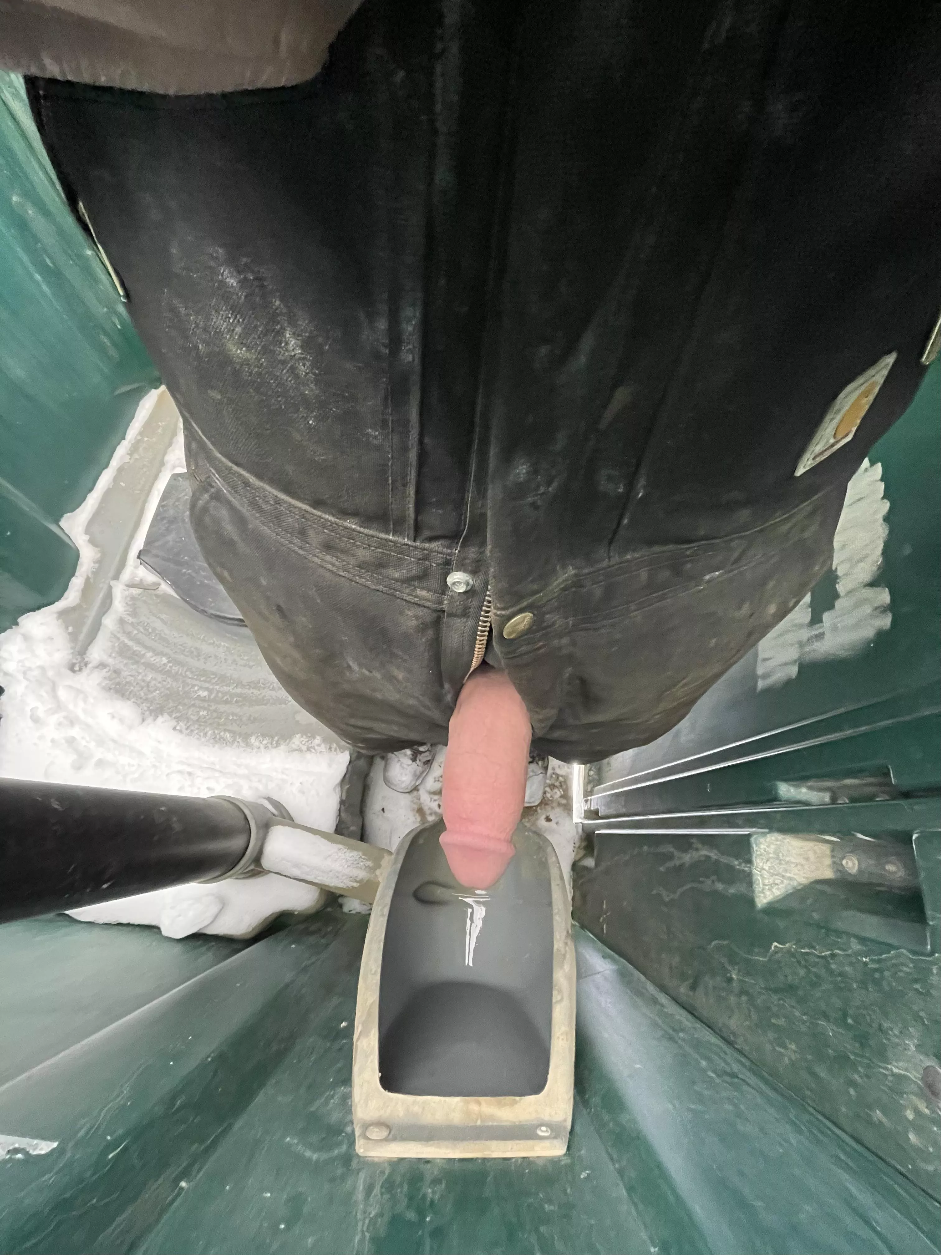 Hate having to dig out my cock through my carharts